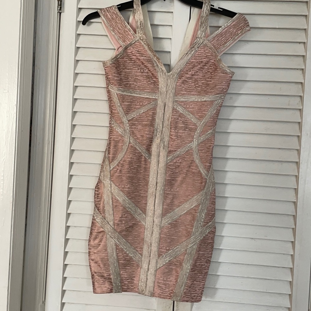Pink and a cream sexy dress